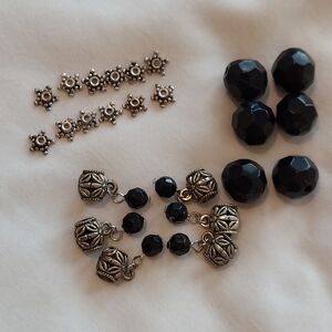 NWOT Beads, Charms, Spacers, 6 Packs-Ea to Create 1 Bracelet, Black & Silvertone